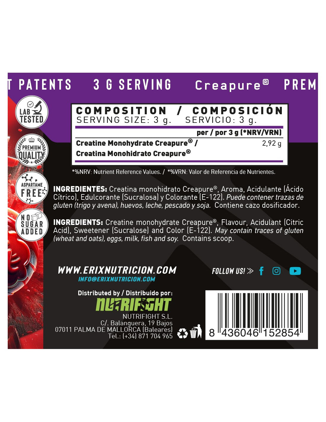 CREATINE CREAPURE ERIX NUTRITION 300G